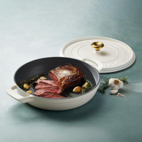White Enamelled Cast Iron Shallow Casserole - Image 2